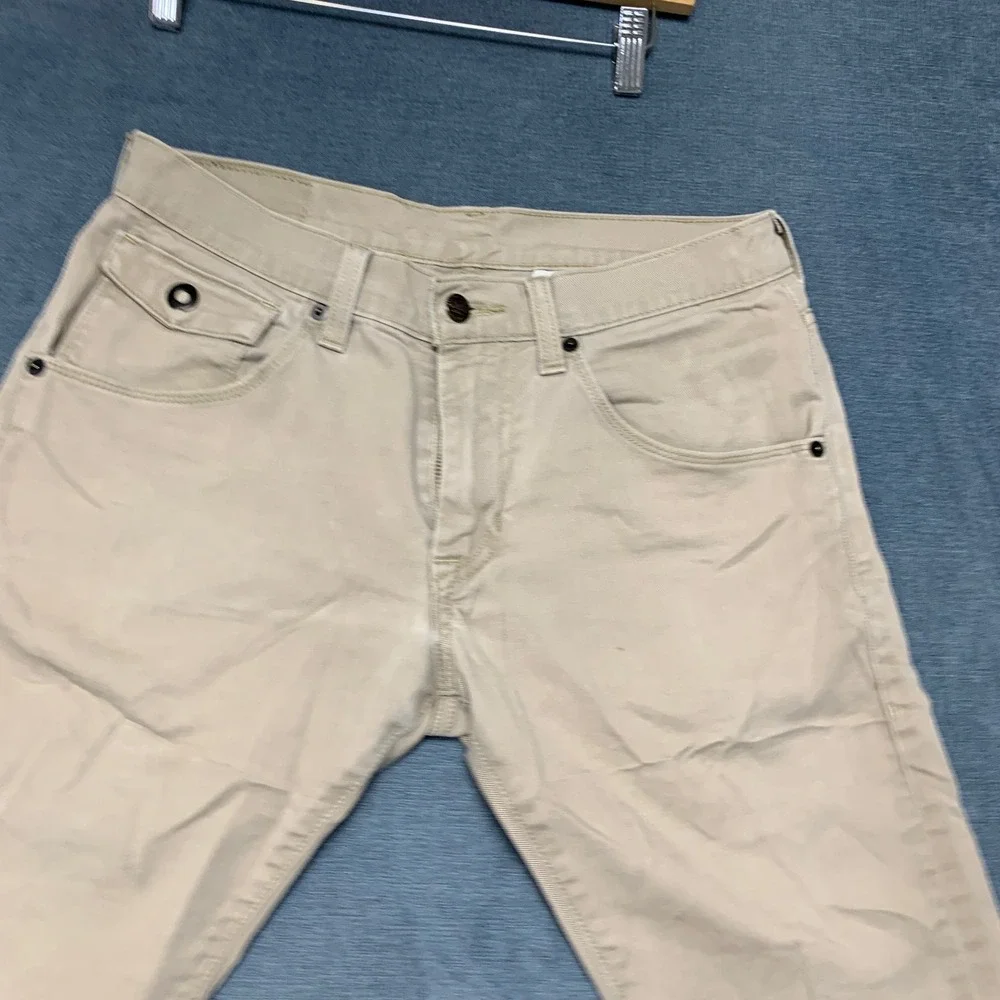 Levi's 511 Skinny Shorts Mens 31x30 Beige Denim Flat Front Frayed Hem Outdoor